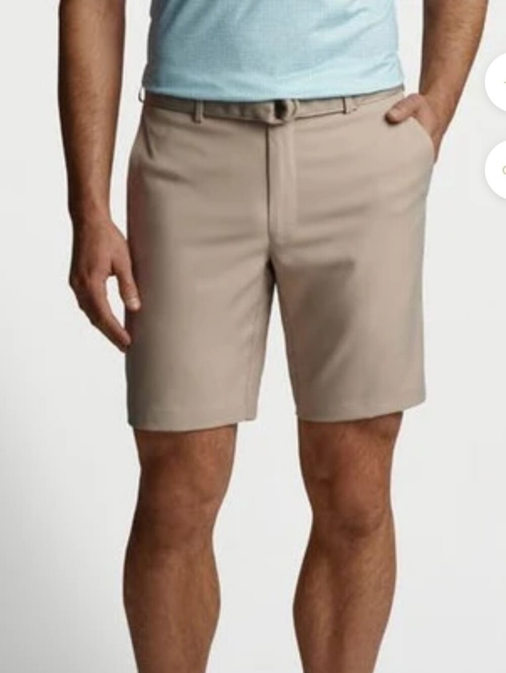 Peter Millar Men's Crown Sport Shorts Beige 9" Inseam Stretch Sz 44